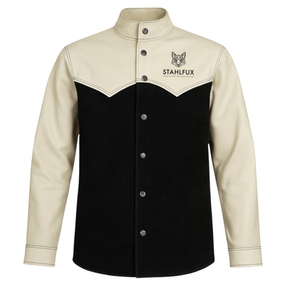 !!PreSale!! StahlFux Schweißerjacke „ArcGuard Pro“ – Premium Rindleder White Edition