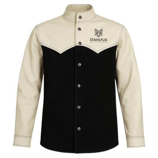 !!PreSale!! StahlFux Schweißerjacke „ArcGuard Pro“ – Premium Rindleder White Edition