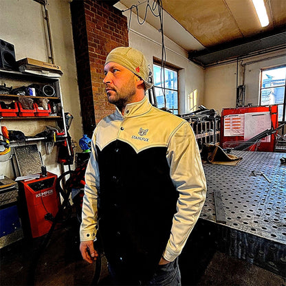 !!PreSale!! StahlFux Schweißerjacke „ArcGuard Pro“ – Premium Rindleder White Edition