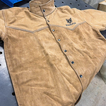 !!PreSale!! StahlFux Schweißerjacke „ArcGuard Pro“ – Premium Rindleder Desert Tan