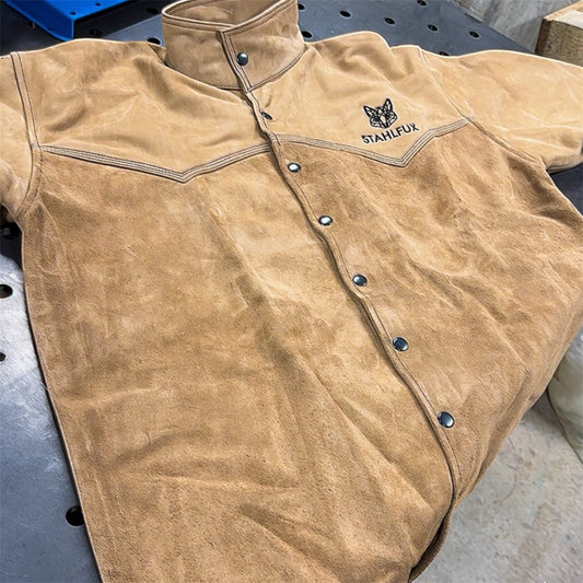 !!PreSale!! StahlFux Schweißerjacke „ArcGuard Pro“ – Premium Rindleder Desert Tan