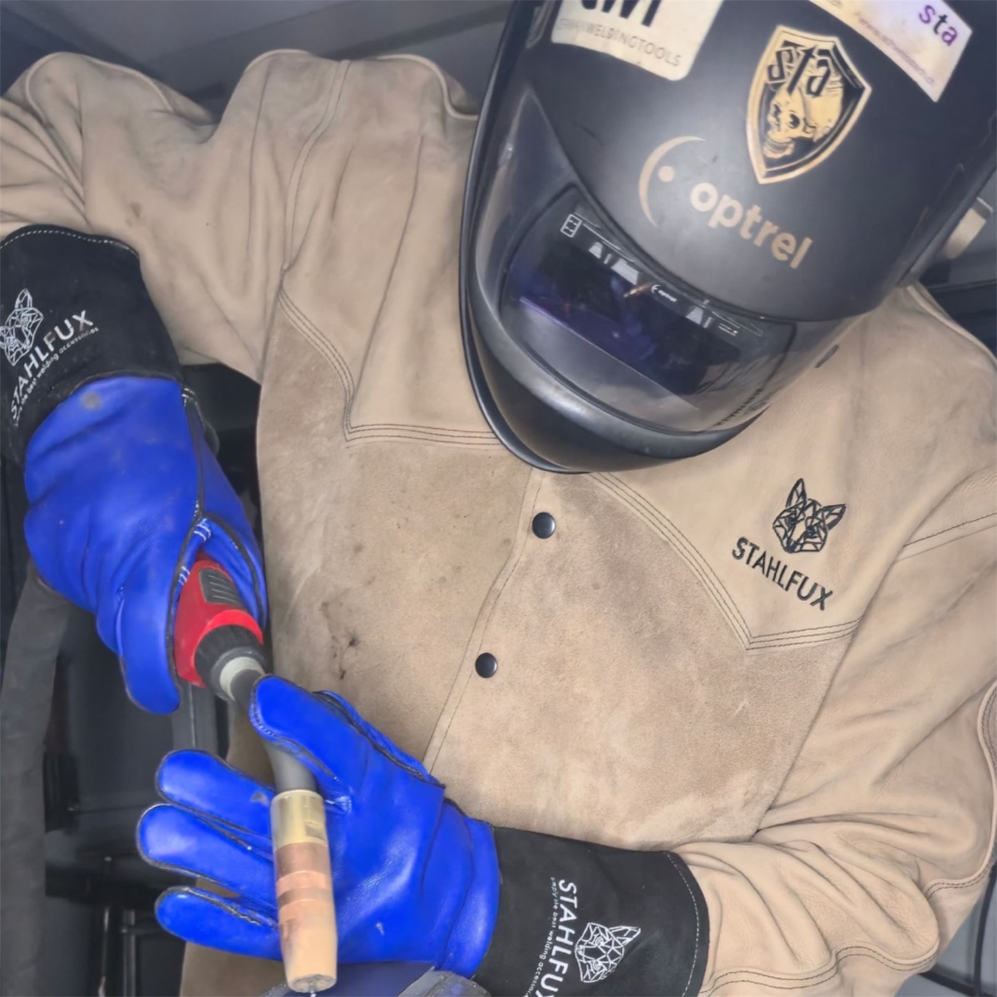 !!PreSale!! StahlFux Schweißerjacke „ArcGuard Pro“ – Premium Rindleder Desert Tan